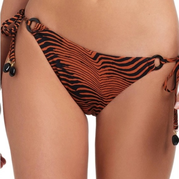 Red Carter Brazilian Tiger Print Bikini Bottom Women - Picture 1 of 6